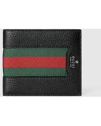 Gucci - Web Trademark Bi-Fold Wallet, Leather - Lyst