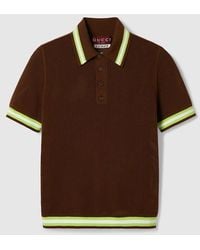 Gucci - Cotton Mesh Knit Polo Shirt - Lyst