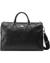 Gucci Mittelgroße Reisetasche aus weichem Leder - Schwarz