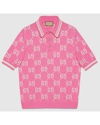 Gucci - Poloshirt Mit GG Baumwoll-Intarsie - Lyst