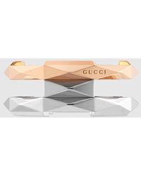 Gucci - Link To Love〕ジオメトリック スタッズ ダブル リング, ローズゴールド - Lyst