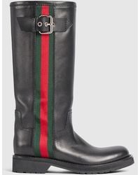 Gucci - Biker Boot With Web, Uk - Lyst