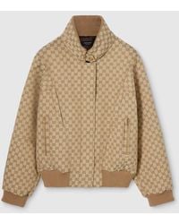 Gucci - Gg Cotton Canvas Fabric Zip Jacket - Lyst