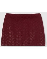 Gucci - Gg Canvas Skirt With Crystals - Lyst