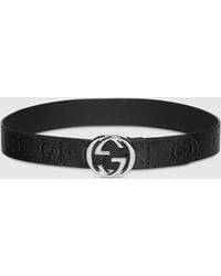 Gucci - Wide Belt With Interlocking G Buckle, Size 100 - Lyst