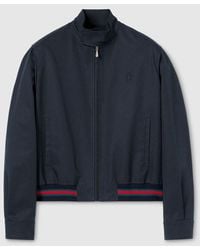 Gucci - Cotton Twill Zip Jacket With Web - Lyst