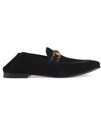 Gucci Herren-Loafer aus Wildleder mit Horsebit und Web - Schwarz