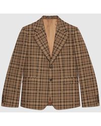 Gucci - Double G Check Wool Jacket - Lyst