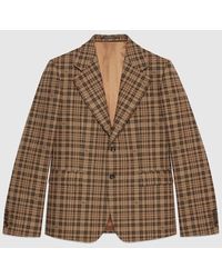 Gucci - Chaqueta de Lana A Cuadros con Doble G - Lyst