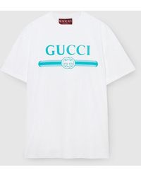 Gucci - Camiseta De Punto De Algodón Suave Estampado, Talla - Lyst
