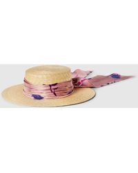 Gucci - Sombrero de Ala Ancha de Paja con Fular - Lyst