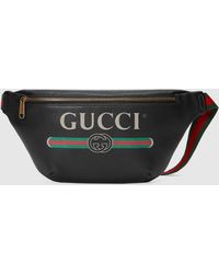 Gucci Gürteltasche aus Leder mit Print - Schwarz