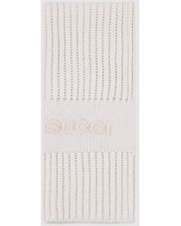 Gucci - Wool Cashmere Scarf With Embroidery - Lyst