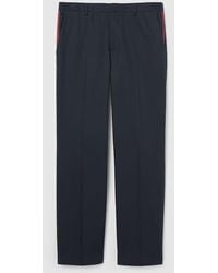 Gucci - Pantalón De Sarga De Algodón Con Tribanda Web, Talla - Lyst