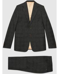 Gucci London Anzug aus karierter Wolle mit Bienen - Grau