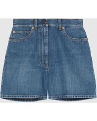 Gucci - Denim Shorts With Horsebit Details - Lyst