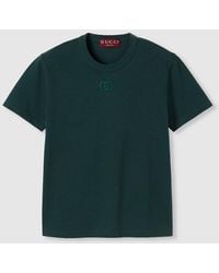 Gucci - Cotton T-Shirt With Gg Incrocio Logo Detail - Lyst