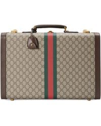 Gucci Mittelgroßer Savoy Koffer mit Web - Braun
