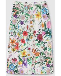 Gucci - Printed Silk Twill Pleated Skirt - Lyst