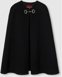 Gucci - Capa De Lana Y Seda Con Horsebit, Talla - Lyst