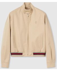 Gucci - Cotton Twill Zip Jacket With Web - Lyst