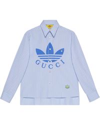 Gucci Camicia in cotone a righe adidas x - Blu