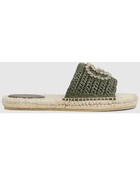 Gucci - Espadrille With Crystal Interlocking G, Size 35 It - Lyst