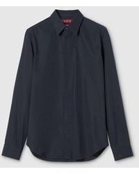Gucci - Piece Dyed Poplin Shirt With Embroidery, Size 14 - Lyst