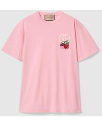 Gucci - T-shirt In Jersey Di Cotone Con Patch - Lyst