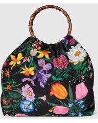 Gucci - Maxi Bolso Tote De Seda Con Asa De 'Bamboo' - Lyst