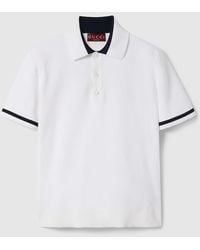 Gucci - Knit Cotton Polo Shirt With Intarsia - Lyst