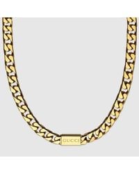 Gucci - スクリプト タグ付き チェーン ネックレス, ゴールドトーン メタル - Lyst