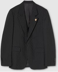 Gucci - Single-Breasted Gg Wool Jacket - Lyst
