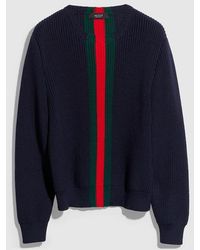 Gucci - Fine Rib Wool Sweater With Web - Lyst