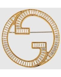 Gucci - 〔グッチ ブロンディ〕クリスタル ブローチ, ゴールドトーン メタル - Lyst