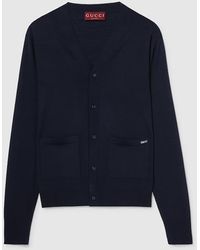 Gucci - Fine Wool Knit Cardigan With Intarsia - Lyst