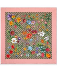 Gucci - Printed Flora Silk Twill Carré - Lyst
