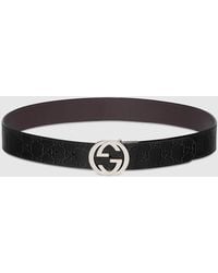 Gucci - Reversible Belt With Interlocking G Buckle, Logo Leather - Lyst