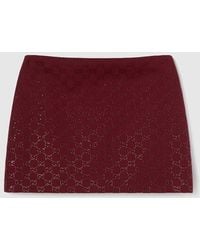 Gucci - Falda De Lona Gg Con Cristales, Talla - Lyst