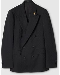 Gucci - Double-Breasted Gg Wool Jacket - Lyst