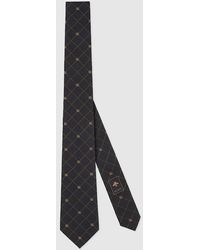 Gucci - Double G And Check Silk Jacquard Tie - Lyst