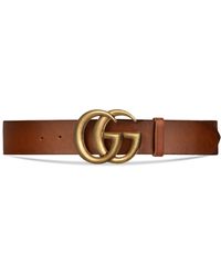 Gucci Double G Snake Leather Belt - Brown