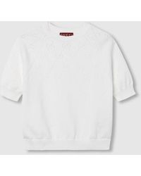 Gucci - Ggコットン クルーネック トップ, ホワイト, ウェア - Lyst