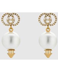 Gucci - Interlocking G Earrings With Pearl - Lyst