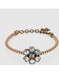 Petit CD Double Bracelet Gold-Finish Metal and White Crystals