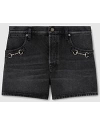 Gucci - Cotton Denim Shorts With Horsebit - Lyst