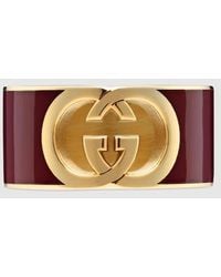 Gucci - 〔グッチ インターロッキング〕エナメル リング, ゴールドトーン メタル - Lyst