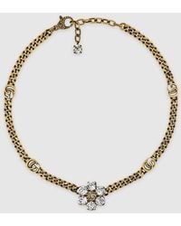 Gucci - Crystal Double G Necklace - Lyst