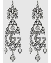 Gucci - Gg Marmont Crystal Chandelier Earrings - Lyst