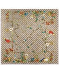Gucci - Pañuelo Cuadrado De Sarga De Seda Estampada - Lyst